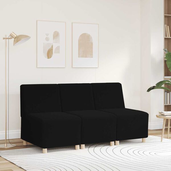 vidaXL Modulares Sofa ohne Armlehnen Schwarz 55 cm Gelockter Wollstoff
