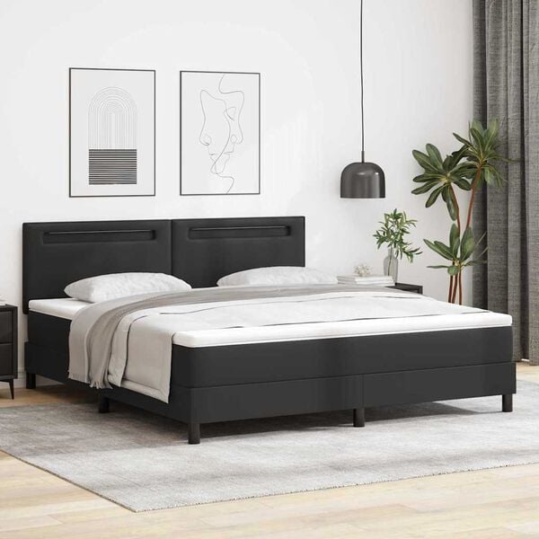vidaXL Boxspringbett mit Matratze Schwarz 180 x 200 cm Kunstleder