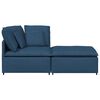vidaXL Modulares Sofa mit Fu&szlig;hocker Kissen Stoff Blau