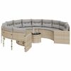 vidaXL Gartensofa mit Tisch und Kissen Rund Beige Poly-Rattan
