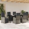 vidaXL Garten Essgruppe mit Kissen 7 pcs Grau Poly-Rattan