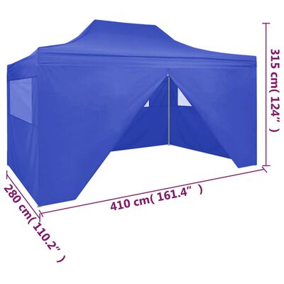 vidaXL Profi-Partyzelt Faltbar mit 4 Seitenwänden 3×4m Stahl Blau