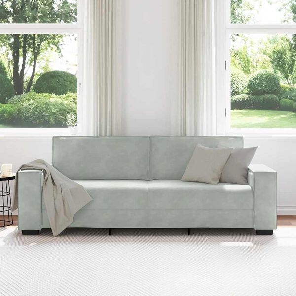 vidaXL 3-Sitzer-Sofa Hellgrau 180 cm Samt
