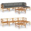 vidaXL 6-tlg. Garten-Lounge-Set mit Grauen Kissen Massivholz Teak