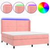 vidaXL Boxspringbett mit Matratze & LED Rosa 180x200 cm Samt
