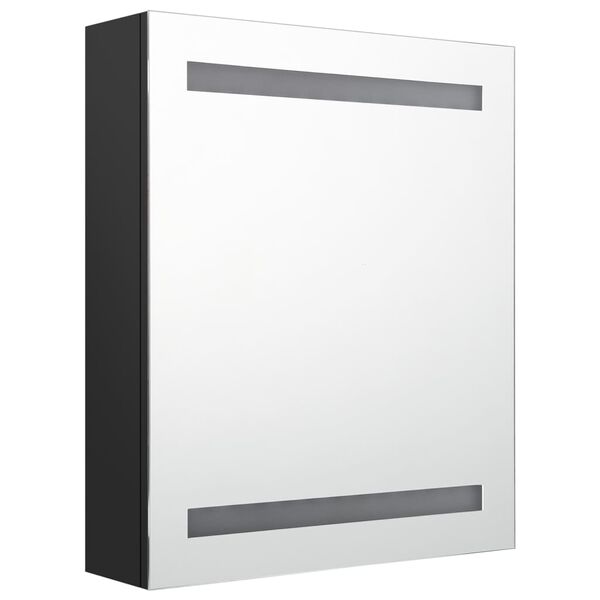 vidaXL LED-Bad-Spiegelschrank Schwarz 50x14x60 cm