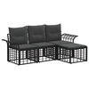 vidaXL Outdoor-Sofagarnitur 4 stk. Schwarz und Dunkelgrau Polyester