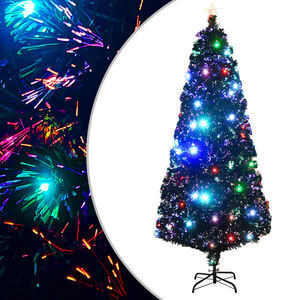 vidaXL Vorbeleuchteter Weihnachtsbaum mit St&auml;nder und LED 210 cm Glasfaser
