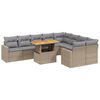 vidaXL 10-tlg. Garten-Sofagarnitur mit Kissen Beige Poly Rattan