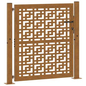 vidaXL Gartentor 100x100 cm Verwitterungsstahl Kreuzdesign