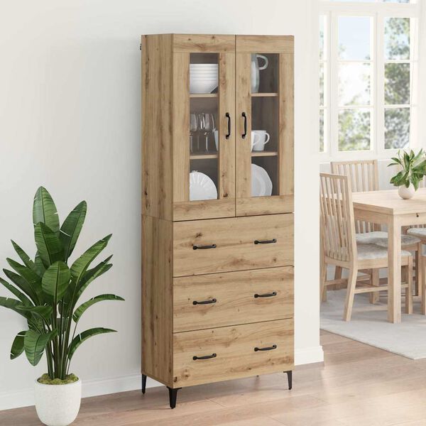 vidaXL Highboard Artisan-Eiche 69,5 x 34 x 180 cm Holzwerkstoff