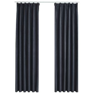 vidaXL Verdunkelungsvorh&auml;nge mit Haken 2 Stk. Anthrazit 140x175 cm