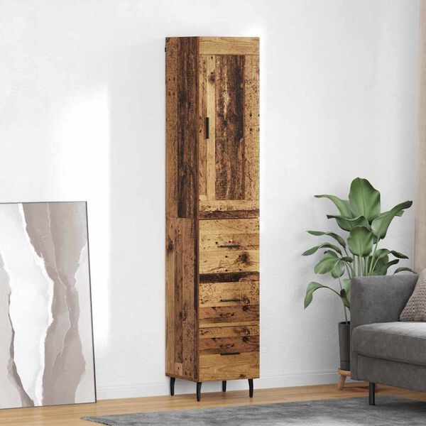 vidaXL Highboard Altholz 34,5 x 34 x 180 cm Holzwerkstoff