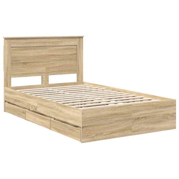vidaXL Bettrahmen Sonoma-Eiche 135 x 190 cm Ingenieurs Holz