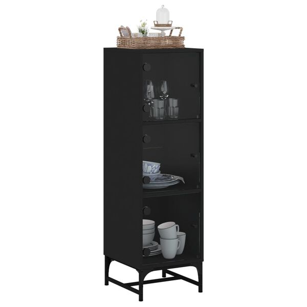 vidaXL Highboard mit Glast&uuml;ren Schwarz 35x37x120 cm