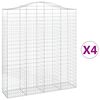 vidaXL Gabionen mit Hochbogen 4 Stk. 200x50x220/240cm Verzinktes Eisen