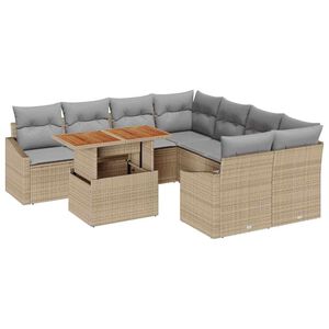 vidaXL Garten Essgruppe mit Kissen 9 pcs Beige und Grau
