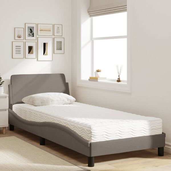 vidaXL Bett mit Matratze "Dover" Taupe 90x200 cm Stoff