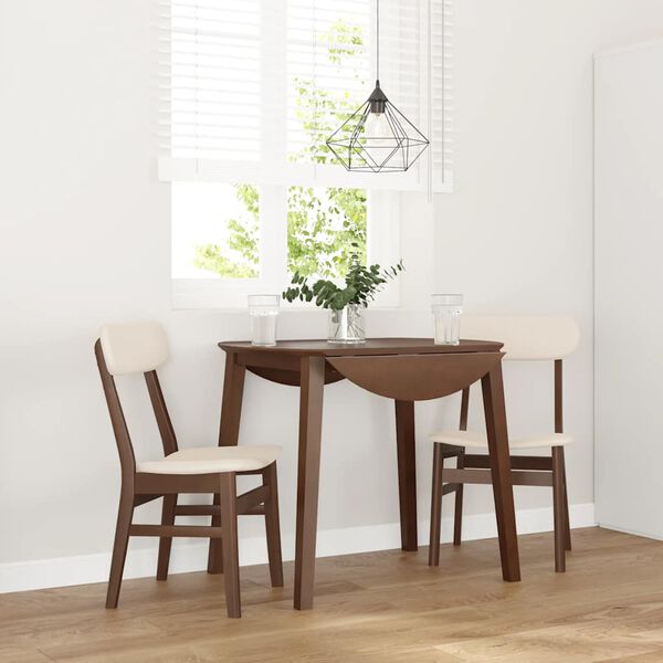 vidaXL Esszimmerstühle mit Kissen 2 Stk. Braun Massivholz Gummibaum