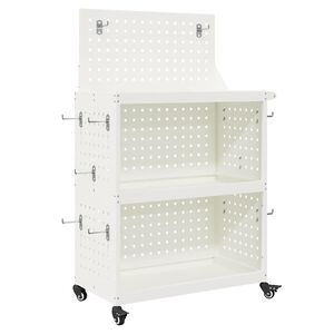 vidaXL Werkzeugwagen Mit Rad Wei&szlig; 65 x 35 x 111 cm Kaltgewalzter Stahl