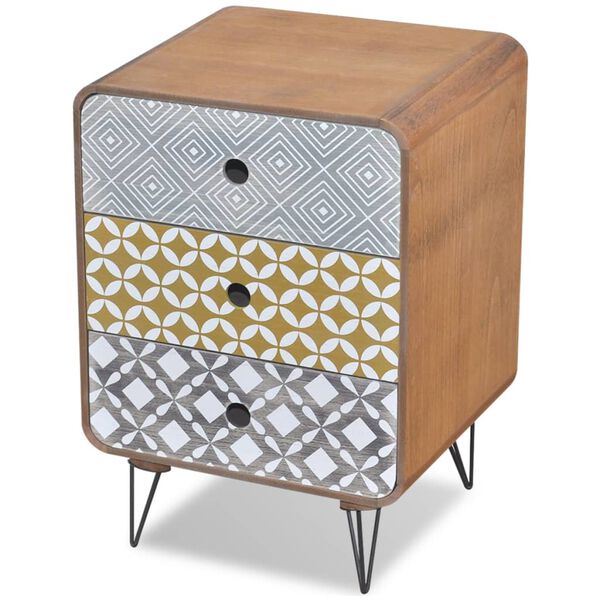 vidaXL Beistellschrank mit 3 Schubladen Braun