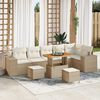 vidaXL Gartensofa-set mit Kissen 9 pcs Beige Poly-Rattan