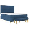 vidaXL Boxspringbett mit Matratze mit Kopfteil Blau 140 x 200 cm Stoff