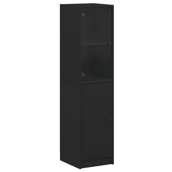 vidaXL Highboard mit Glast&uuml;r Schwarz 35x37x142 cm