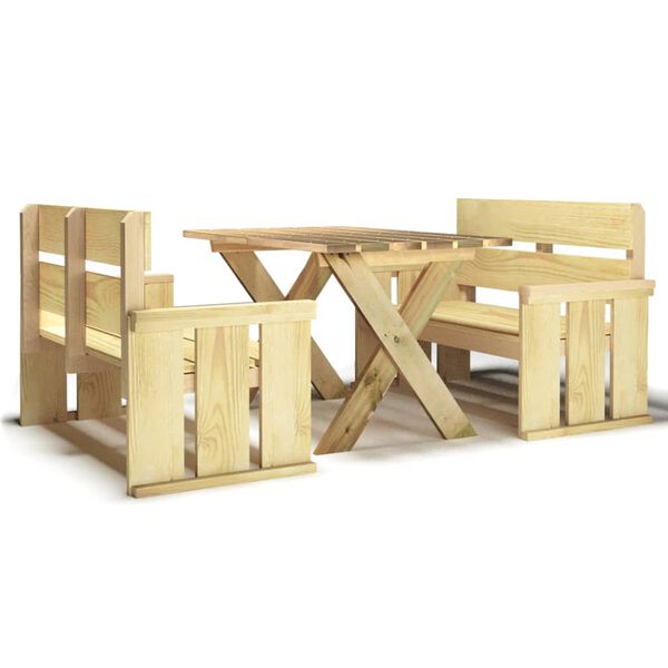 vidaXL 3-tlg. Garten-Essgruppe Kiefernholz Impr&auml;gniert