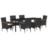 vidaXL Garten Essgruppe 7 stk. Schwarz Poly-Rattan