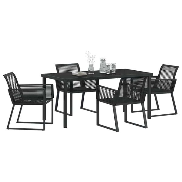 vidaXL Garten Essgruppe 5 pcs Schwarz Pulverbeschichteter Stahl