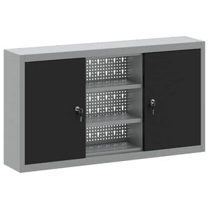 vidaXL Werkzeugschrank mit Regal Schwarz und Grau 100 x 20 x 55 cm