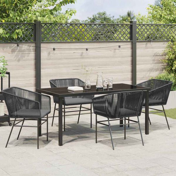 vidaXL Garten Essgruppe 5 pcs Schwarz Pulverbeschichteter Stahl