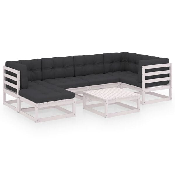 vidaXL 7-tlg. Garten-Lounge-Set mit Kissen Massivholz Kiefer