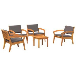 vidaXL Bistrogarnitur mit Kissen 5 pcs Braun Polyester