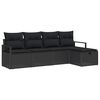 vidaXL Sofa Set mit Kissen mit Speicher 5 pcs Schwarz Poly-Rattan