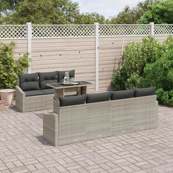 vidaXL Gartensofa-set mit Kissen 8 pcs Hellgrau Poly-Rattan
