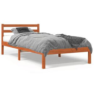 vidaXL Massivholzbett ohne Matratze Wachsbraun 90x190 cm Kiefernholz