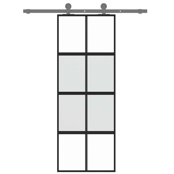 vidaXL Schiebet&uuml;r Schwarz 76x205 cm Hartglas und Aluminium