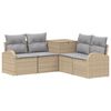 vidaXL Sofa Set 5 stk. Beige und Hellgrau Polyrattan und Stahl