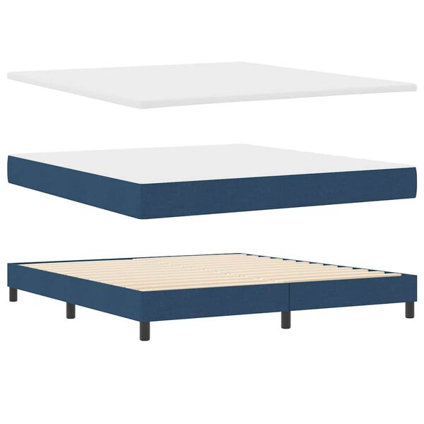 vidaXL Boxspringbett mit Matratze mit Kopfteil Blau 180 x 200 cm Stoff