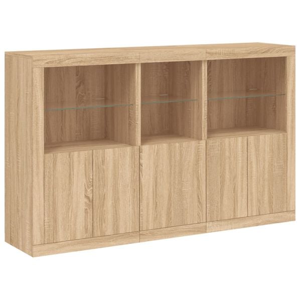 vidaXL Sideboard mit LED-Leuchten Sonoma-Eiche 162x37x100 cm