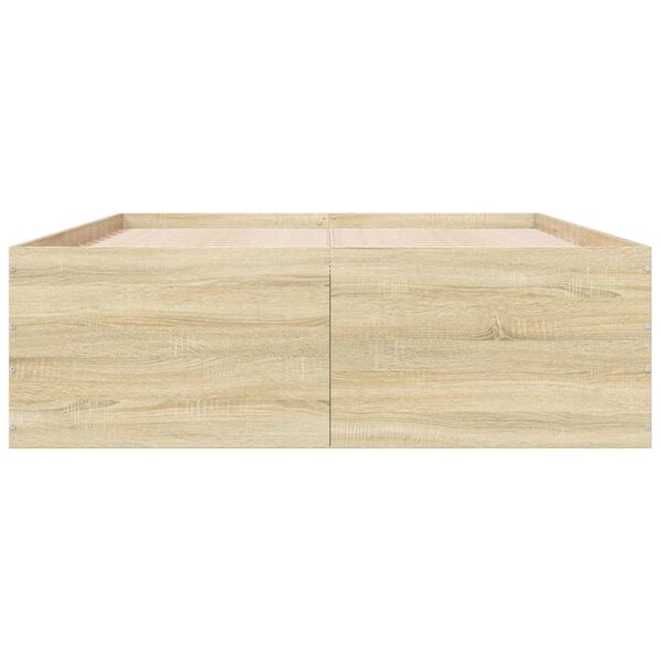 vidaXL Bettgestell Sonoma-Eiche 140x200 cm Holzwerkstoff