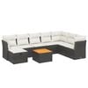 vidaXL 9-tlg. Garten-Sofagarnitur mit Kissen Schwarz Poly Rattan