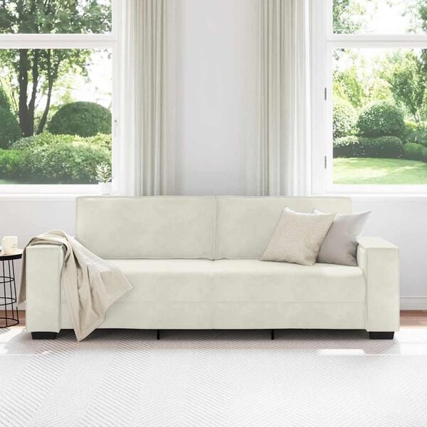 vidaXL 3-Sitzer-Sofa Creme 180 cm Samt