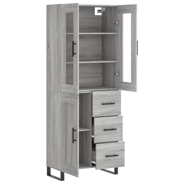 vidaXL Highboard Grau Sonoma 69,5x34x180 cm Holzwerkstoff