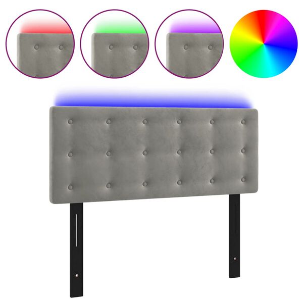 vidaXL LED-Kopfteil Hellgrau 100x5x78/88 cm Samt