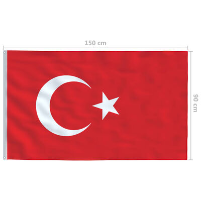 vidaXL Flagge der Türkei und Mast Aluminium 6 m