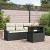 vidaXL Garten-Sofa-Set mit Kissen 5 pcs Schwarz Poly Rattan