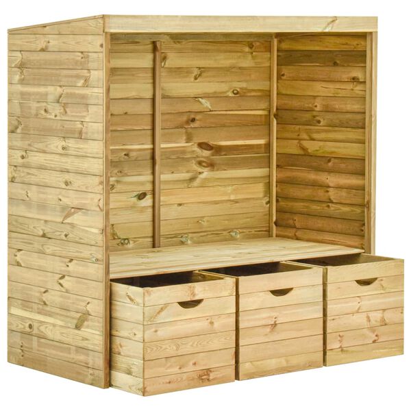 vidaXL Laubenbank mit 3 Schubladen 170 cm Massivholz Kiefer